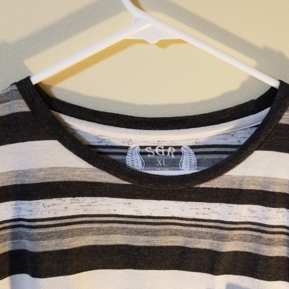 SGR T-Shirt Black, Gray and White Striped - XL